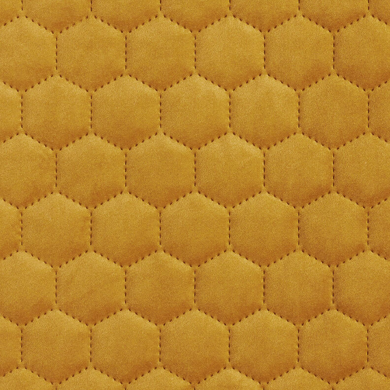 Stoppningstyg quiltad sammet vaxkakor – senap,  image number 1