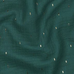 Muslin/Dubbel-krinkelväv Rektangel Folietryck | Poppy Fabrics – blågran/guldmetallic, 