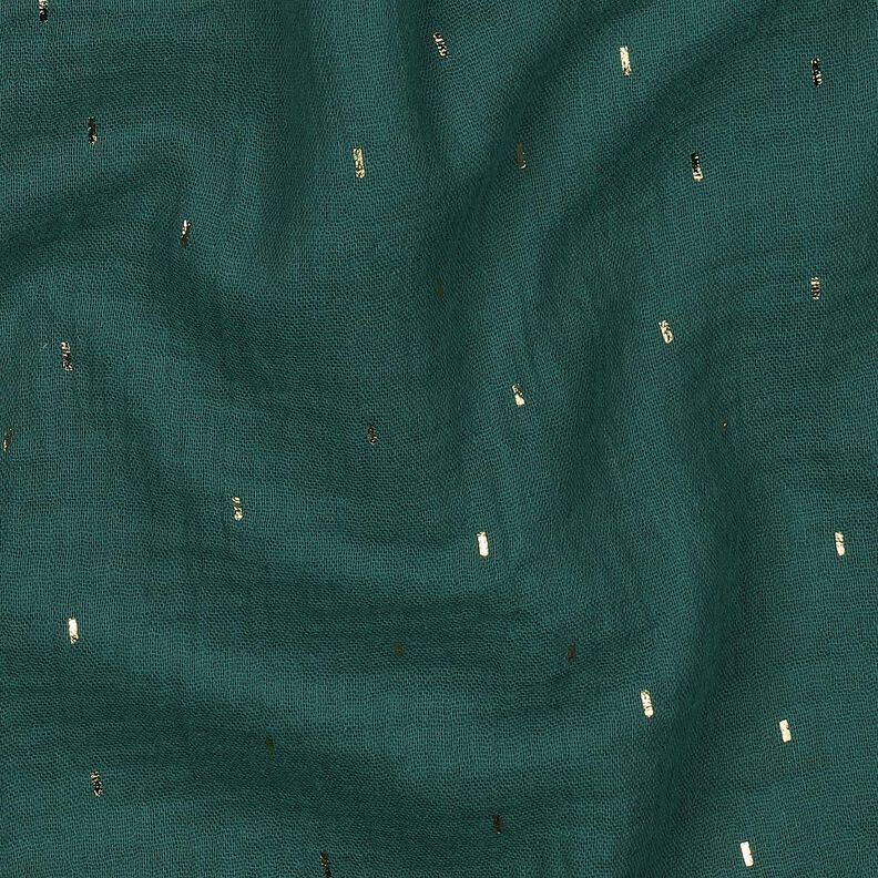 Muslin/Dubbel-krinkelväv Rektangel Folietryck | Poppy Fabrics – blågran/guldmetallic,  image number 2
