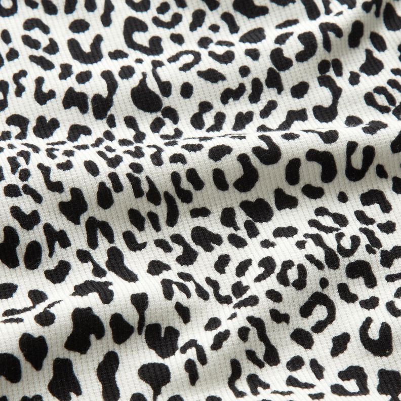 Ribbad jersey Leopardmönster – yllevit, image number 2