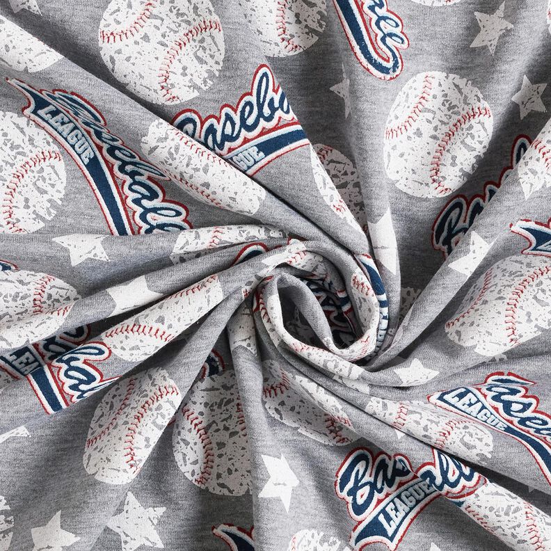 French Terry Sommarsweat baseboll – silver/vit,  image number 3