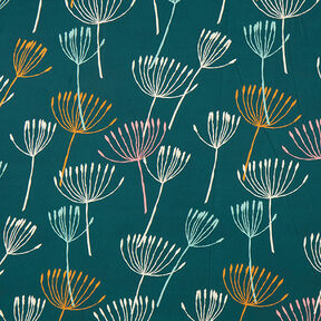 Dekorationstyg Halvpanama maskrosor &ndash; petrol/ljus mint, 