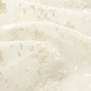 Organza Broderade blommor och grenar – yllevit, 
