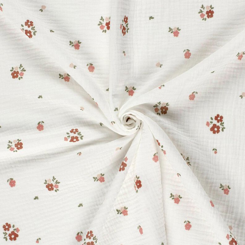 Muslin/Dubbel-krinkelväv blommor – vit, image number 3