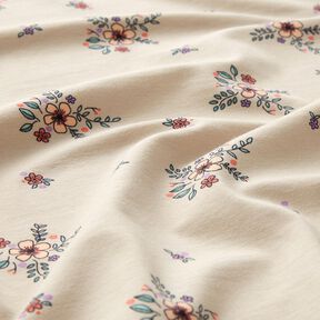 GOTS Bomullsjersey Spridda blommor | Poppy Fabrics – mandel, 