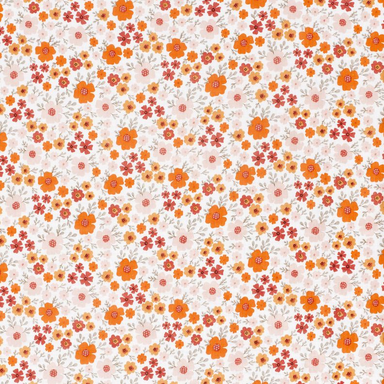 Muslin/Dubbel-krinkelväv Blomsteräng – elfenbensvit/persikofärgad,  image number 1