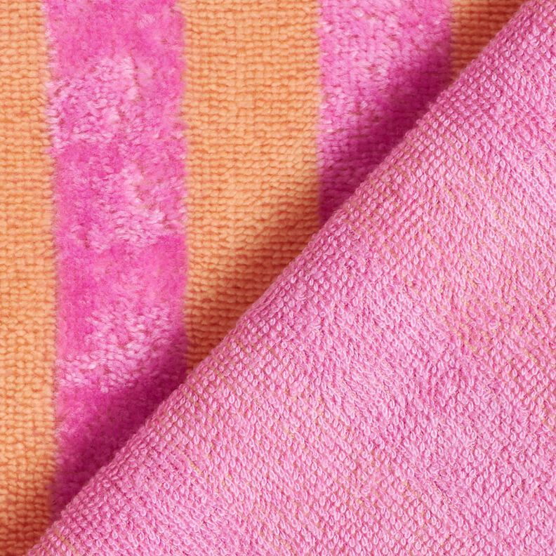 Frottétyg Bambus blockränder – ljusorange/pink,  image number 5