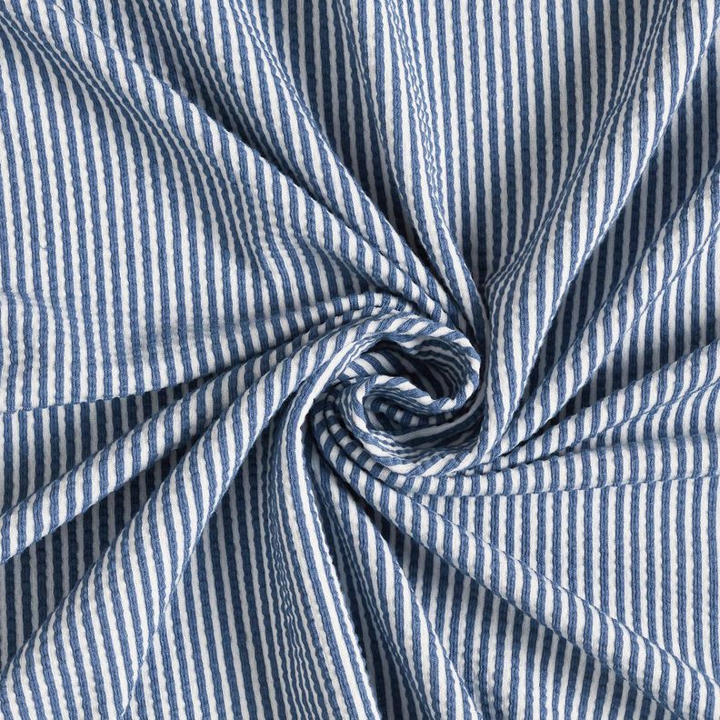 Bomullsjersey Bäckebölja Smala ränder – jeansblå/vit,  image number 3