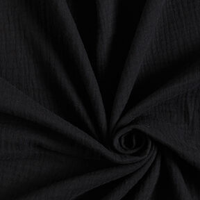 Muslin/Dubbel-krinkelväv – svart, 