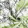 bomull-silke-mix abstrakta blommor – elfenbensvit/majgrön,  thumbnail number 3