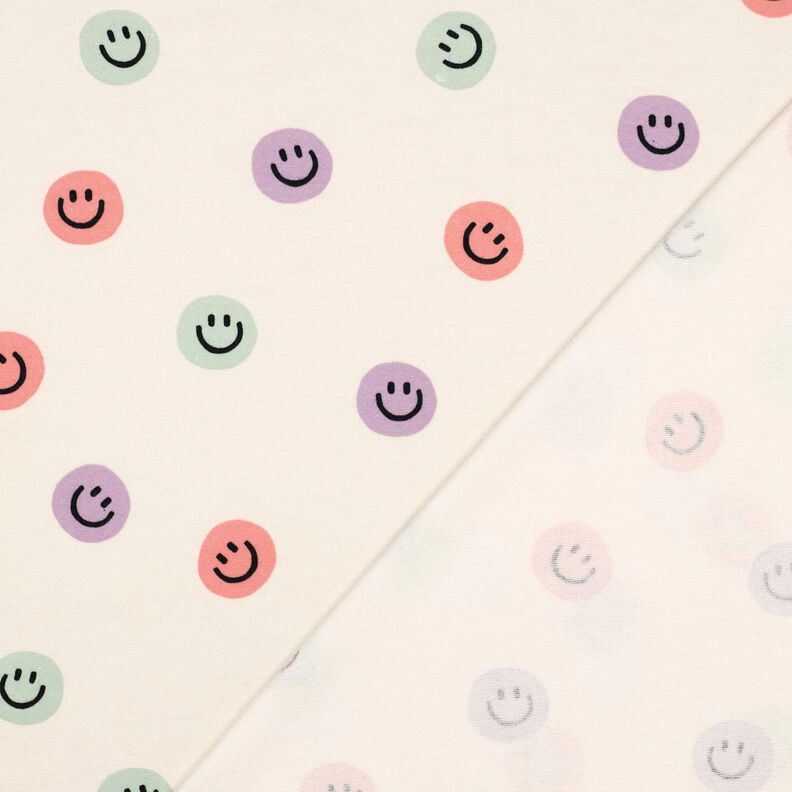 Bomullsflanell smilies | Poppy Fabrics – elfenbensvit/gammalrosa,  image number 3