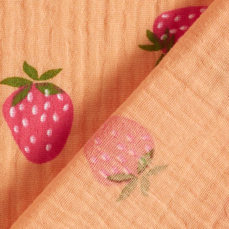 Muslin/Dubbel-krinkelväv Jordgubbar – apricot,  image number 4