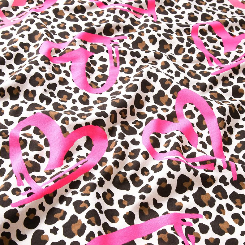 French Terry Sommarsweat lejon och neonhjärtan – cashew/neonpink, image number 2