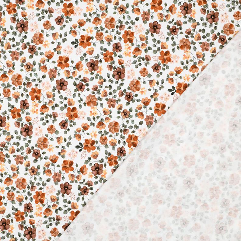 GOTS Bomullsjersey höstblommor Digitaltryck – vit/rose,  image number 3