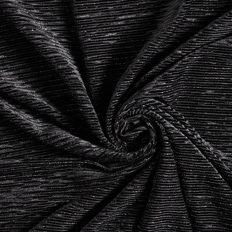 plisserad sammet Lurex enfärgad – svart,  image number 3