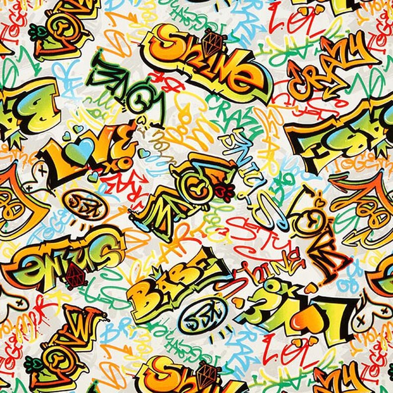 Dekorationstyg Halvpanama graffiti – silvergrå, image number 1