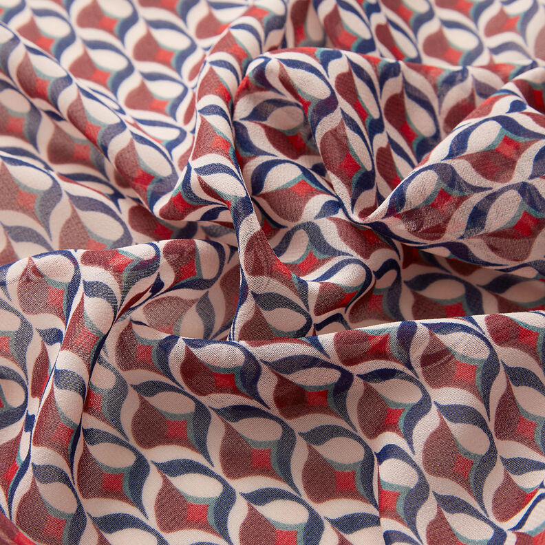 Chiffong retromönster – vit/mörkröd,  image number 3