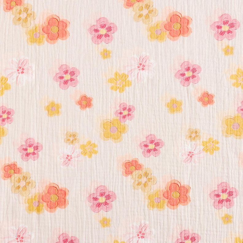 Muslin/Dubbel-krinkelväv stora blommor Digitaltryck – rose,  image number 1