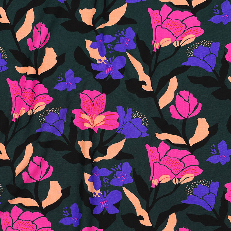 LENZING™ ECOVERO™ viskostyg  Amira Floral | Nerida Hansen – mörkgrön/lila,  image number 2