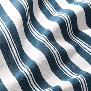 Dekorationstyg Jacquard ränder – havsblå/vit, 