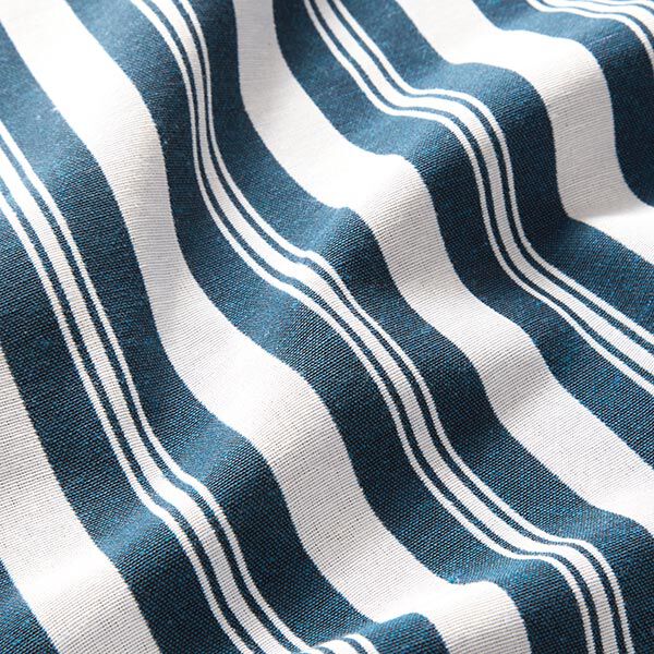 Dekorationstyg Jacquard ränder – havsblå/vit, image number 2