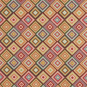 Dekorationstyg Gobeläng romber i sicksack – ljusbeige/kaminrött, 