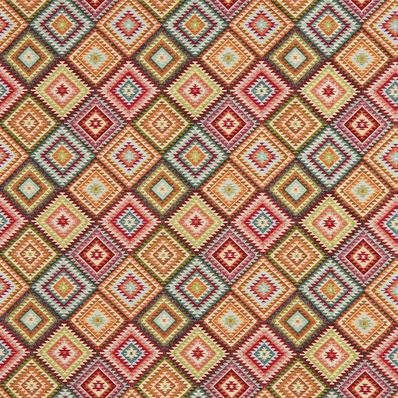 Dekorationstyg Gobeläng romber i sicksack – ljusbeige/kaminrött, image number 1