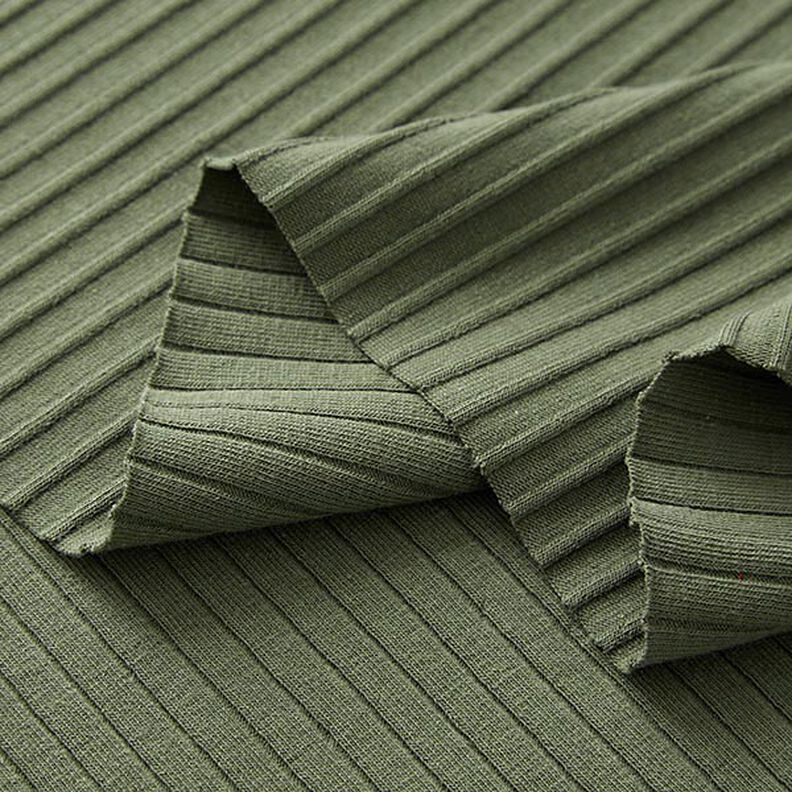 Ribbad jersey Enfärgad – oliv,  image number 4
