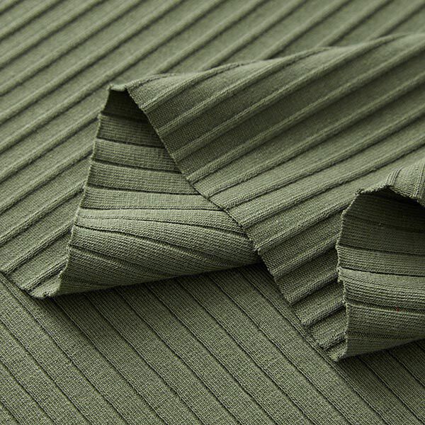 Ribbad jersey Enfärgad – oliv,  image number 4