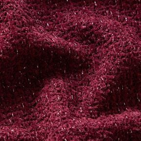 Chenille Stickad jacquard glitter – bordeauxröd/silvermetallic, 
