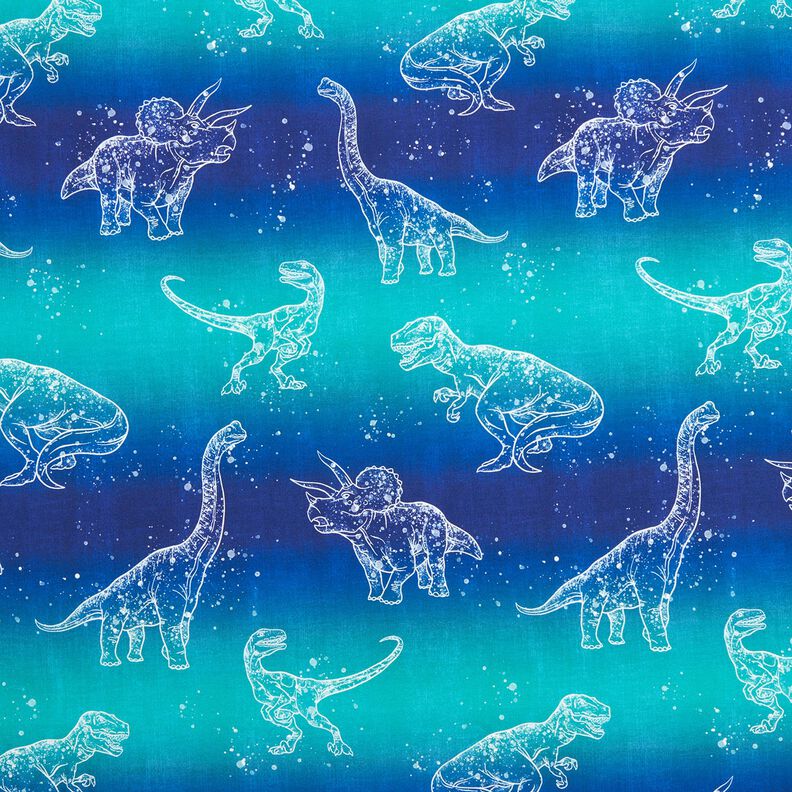Bomullsjersey Dinosauriekonturer | Glitzerpüppi – blålila/pepparmynta,  image number 1