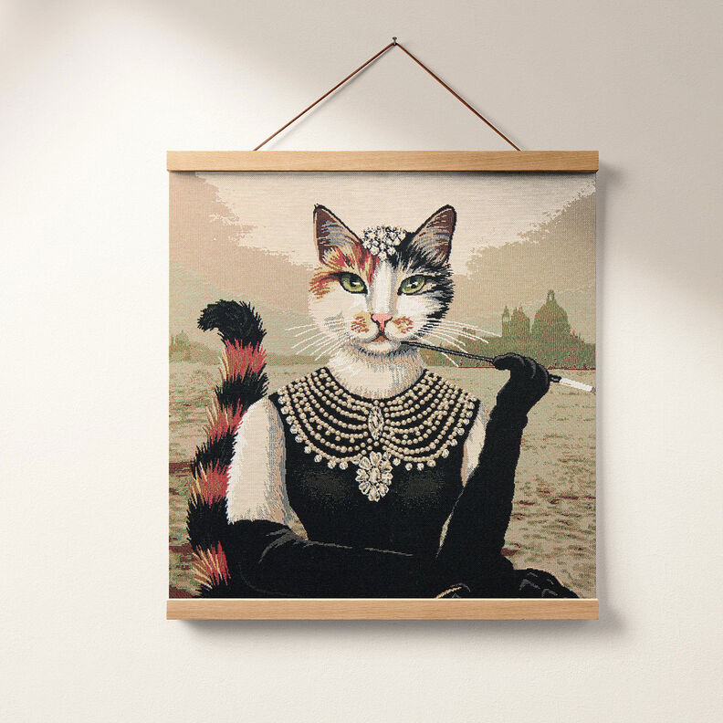 Panel Gobeläng Elegant katt – mörkbeige/svart,  image number 7