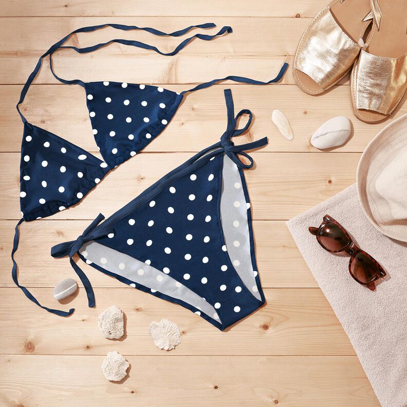 Baddräktstyg Polkadots – marinblått/vit,  image number 6