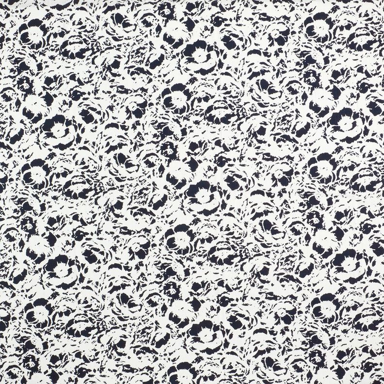 Viskos-linne-mix Abstrakta blommor &ndash; vit/nattbl&aring;,  image number 1