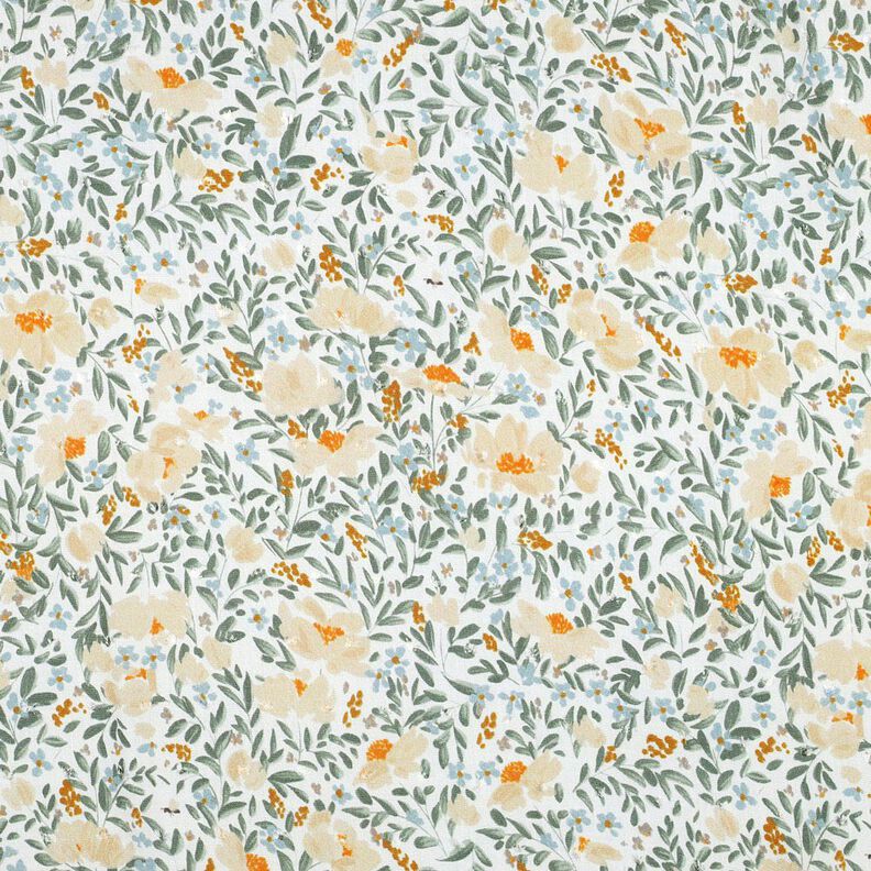 Viskos-voile Dobby våräng digitaltryck – vit/ljusbeige,  image number 1