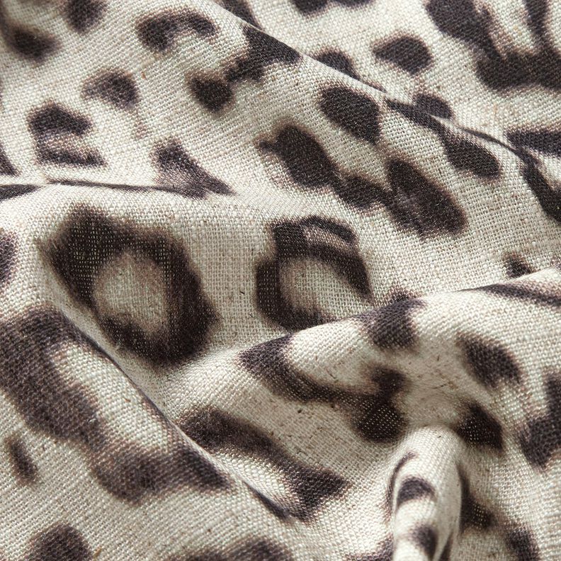 Viskos-linne-mix Leoprint digitaltryck – mandel/svart,  image number 2