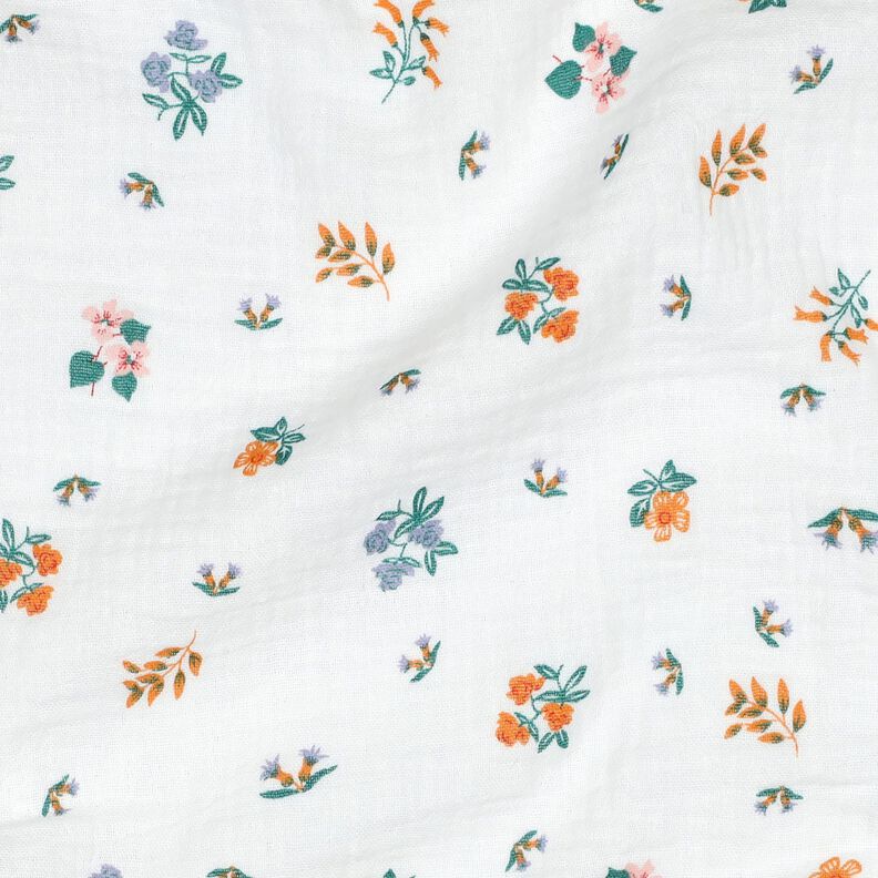 Muslin/Dubbel-krinkelväv småblommor | Poppy Fabrics – elfenbensvit/persikofärgad, image number 2