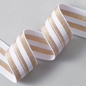 Randigt gummiband [40 mm] – vit/guld, 