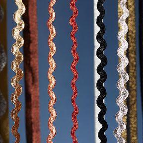 Sicksackband Lurex [12 mm] - guld metallisk, 