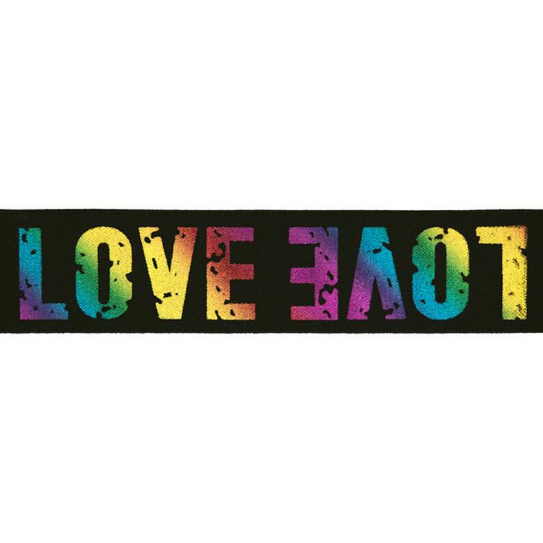 Elastiskt band LOVE [ Bredd: 40 mm ] – svart/vit,  image number 1