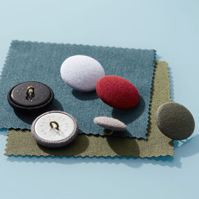 Klädd knapp, Bi-stretch Gabardin – oliv, 