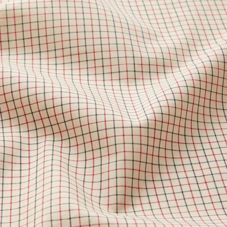Skjorttyg med fina rutor – beige/marinblått,  image number 2