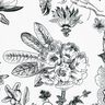 Dekorationstyg Halvpanama pittoreska blommor – vit/svart,  thumbnail number 5