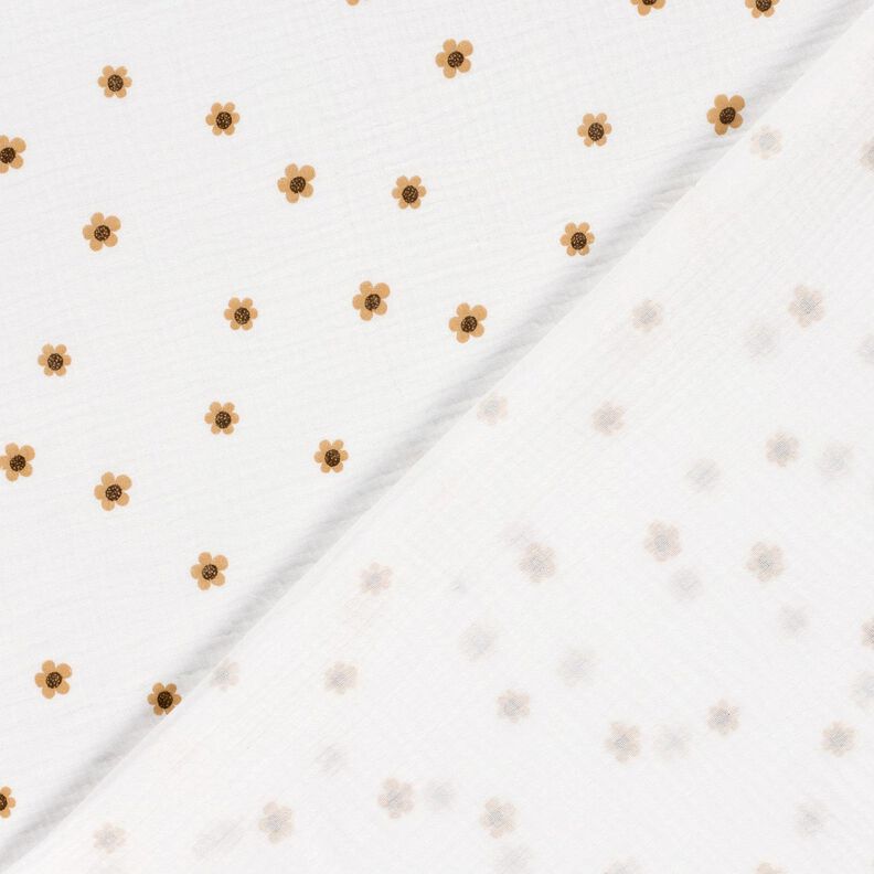 Muslin/Dubbel-krinkelväv Solrosor – elfenbensvit/gammalguld, image number 4