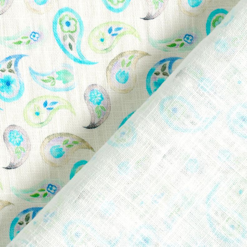 linnemix paisley – elfenbensvit/ljus turkos,  image number 4