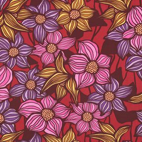 LENZING™ EcoVero™ Viskostyg blommor | Poppy Fabrics – merlot/apricot, 