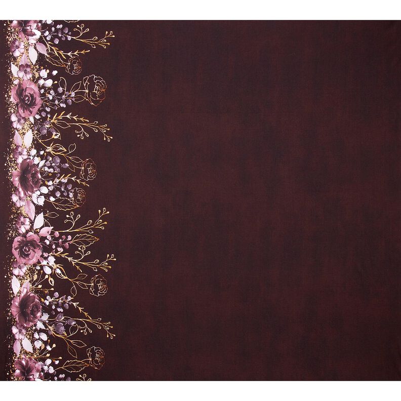 Bomullsjersey Brodyrtyg blommor i guldglitter | Glitzerpüppi – bordeauxröd/pastellfläder,  image number 5