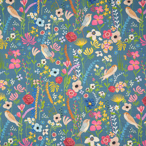 Outdoortyg Canvas Canvas fåglar och blommor – stålblått, 