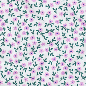 GOTS Bomullspoplin Spridda blommor | Poppy Fabrics – vit/rosa, 