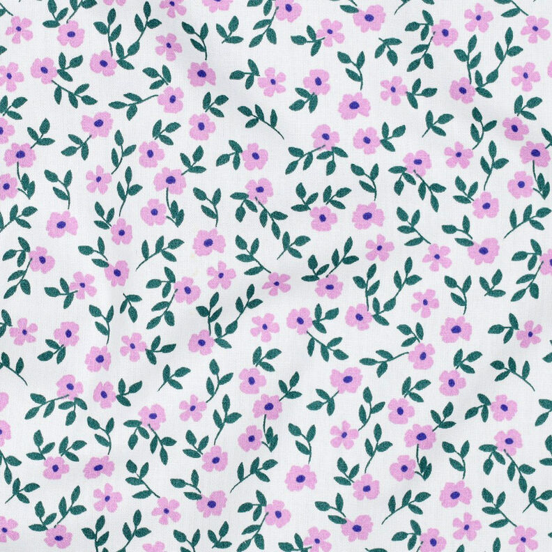 GOTS Bomullspoplin Spridda blommor | Poppy Fabrics – vit/rosa, image number 2